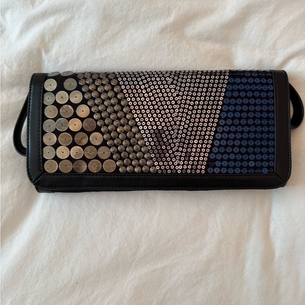 Nine West Studded Black and Blue Clutch NWT